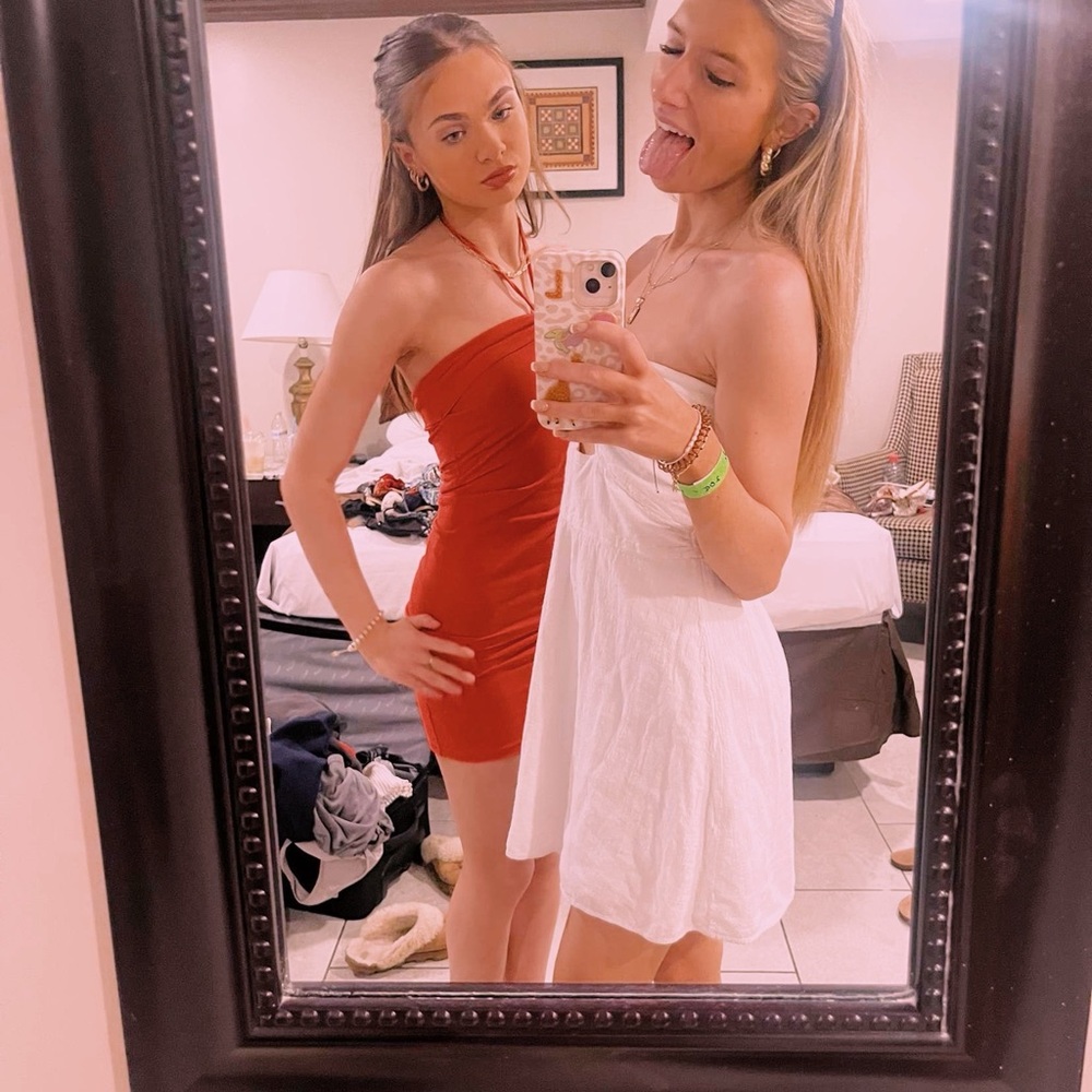 Wild Fable Red and White Strapless Dresses